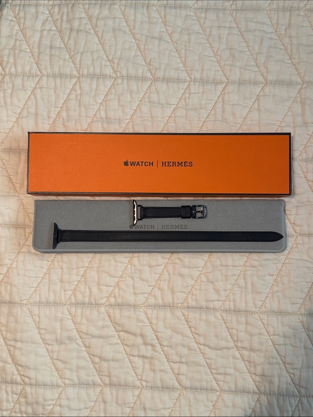 Black Leather Hermes Apple Watch Band
